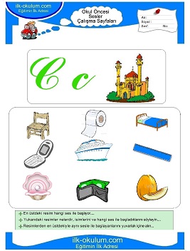 Çocuklar İçin C Sesi Çalışma Sayfaları 